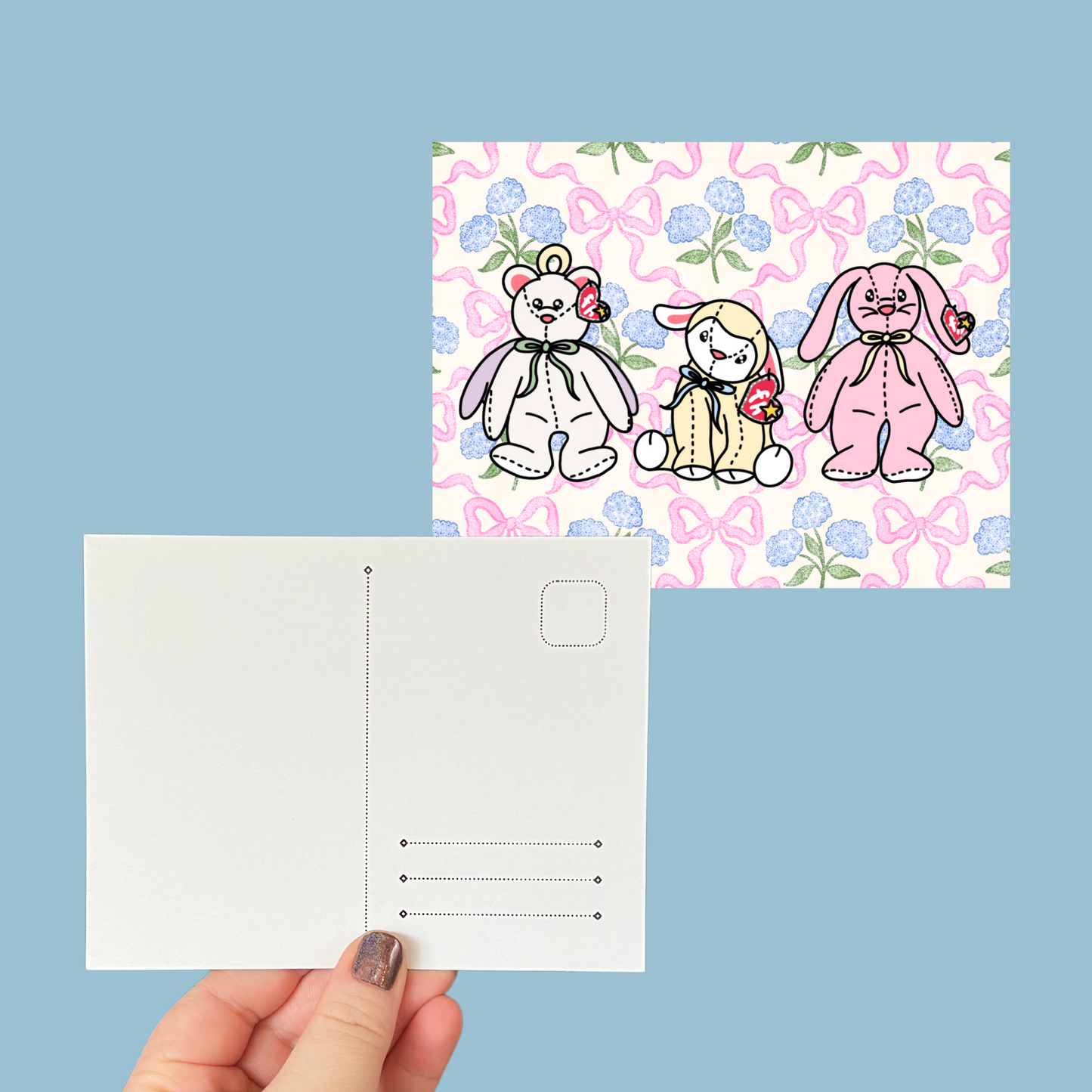 Nostalgic 90's Plushie Floral Bow Postcard