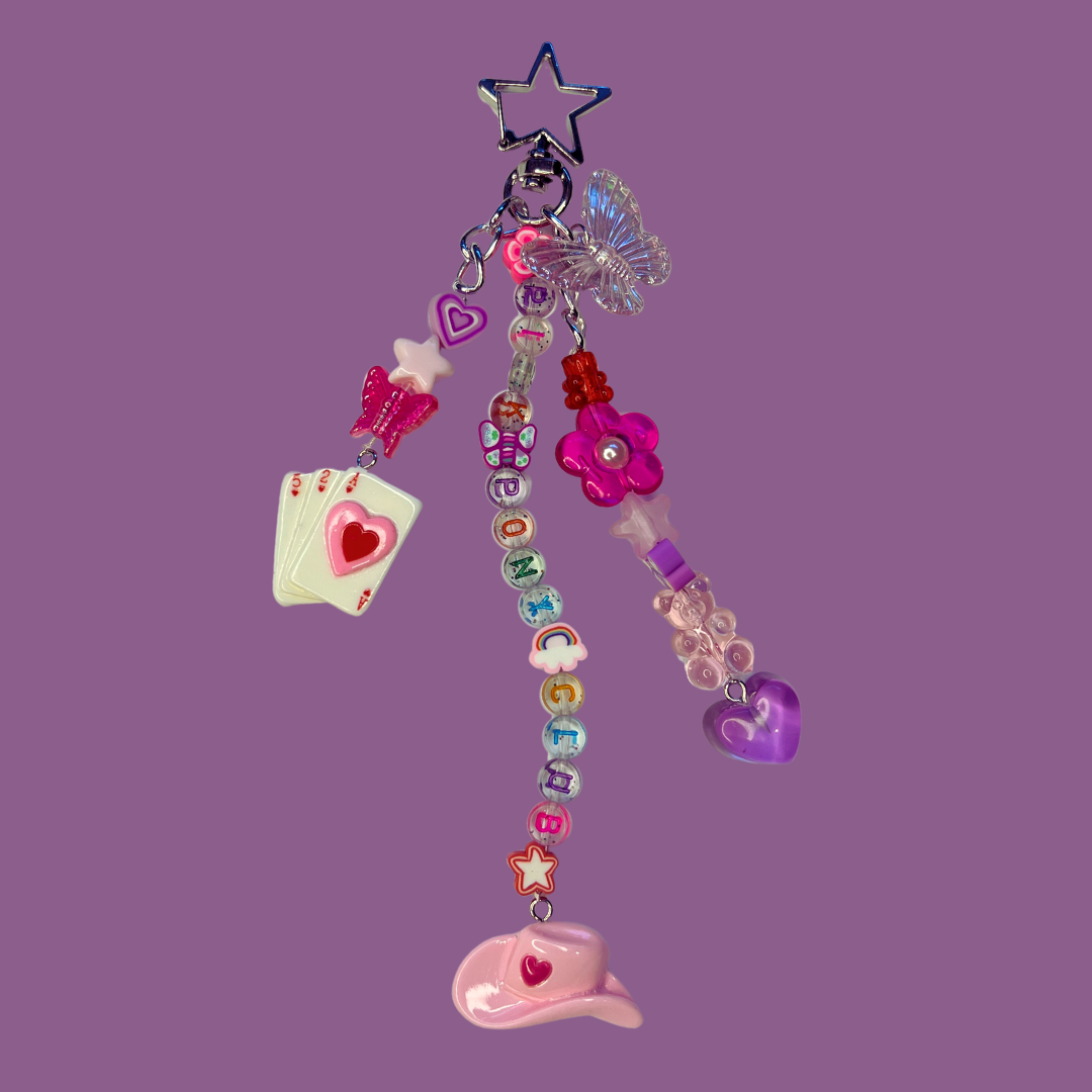 The CR Keychain – Pink Pony Club, Midwest Princess, Good Luck Babe, Handmade Red, Pink, and Purple Keychain, Star Carabiner, Cowgirl Hat Charm, Unique Gift