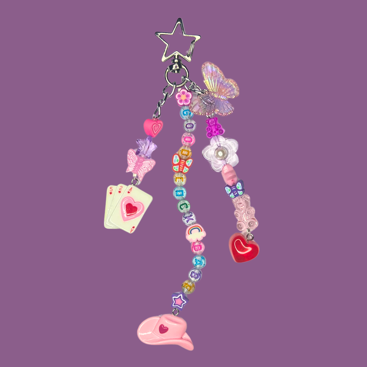 The CR Keychain – Pink Pony Club, Midwest Princess, Good Luck Babe, Handmade Red, Pink, and Purple Keychain, Star Carabiner, Cowgirl Hat Charm, Unique Gift