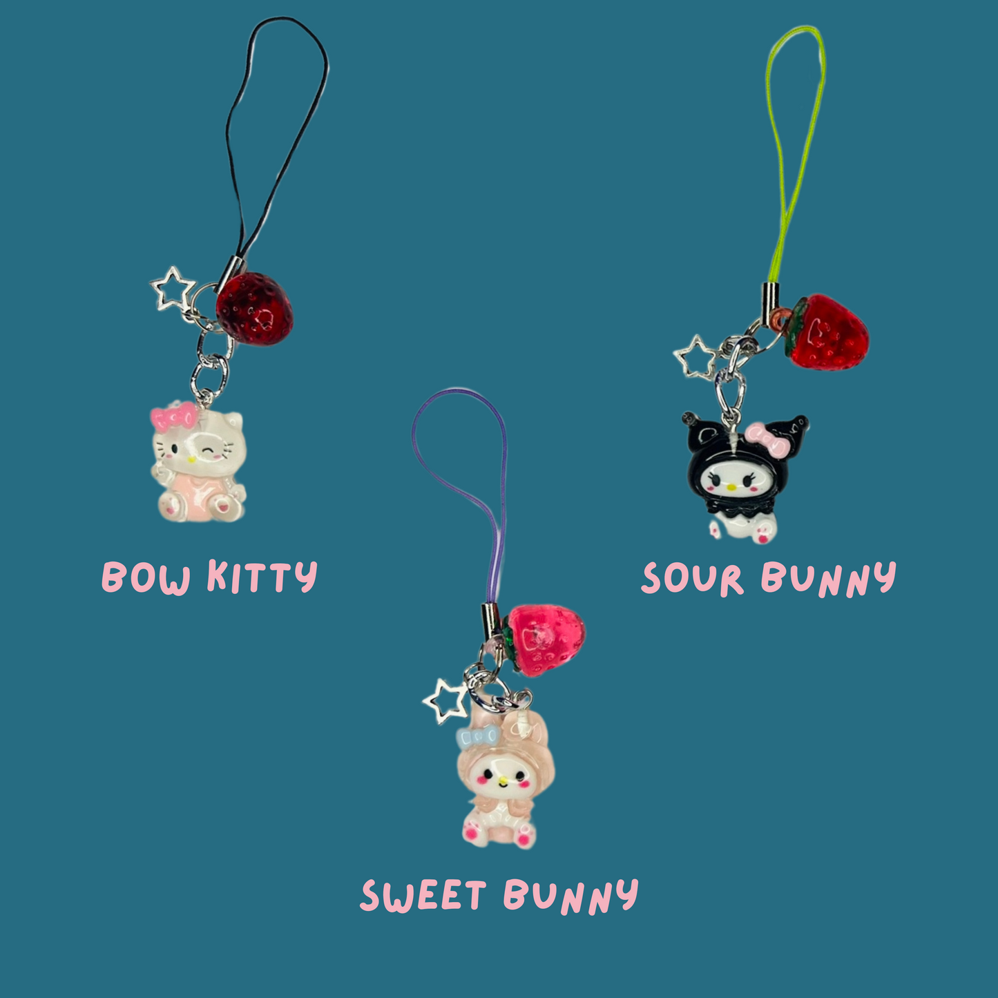 Kawaii Characters - Strawberry Tech Charm