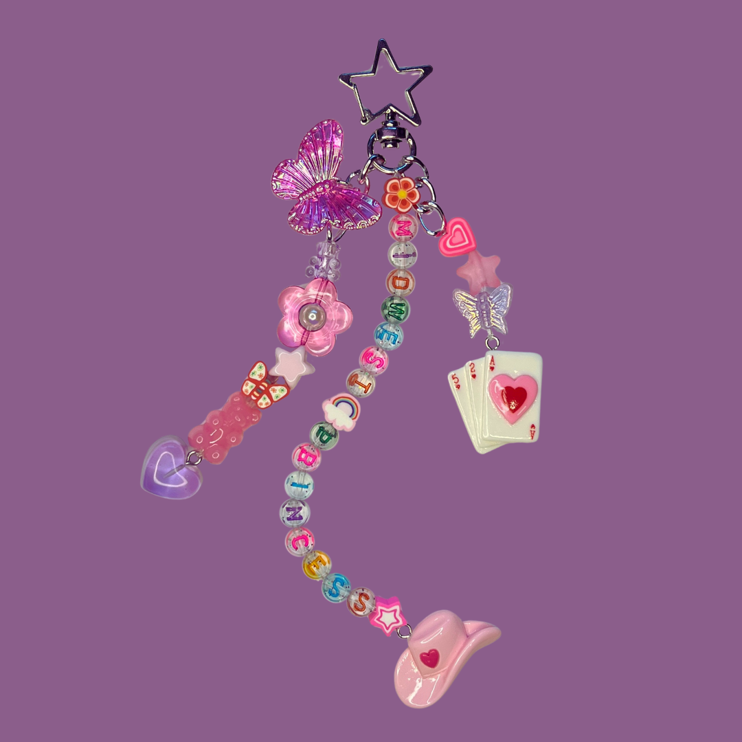 The CR Keychain – Pink Pony Club, Midwest Princess, Good Luck Babe, Handmade Red, Pink, and Purple Keychain, Star Carabiner, Cowgirl Hat Charm, Unique Gift