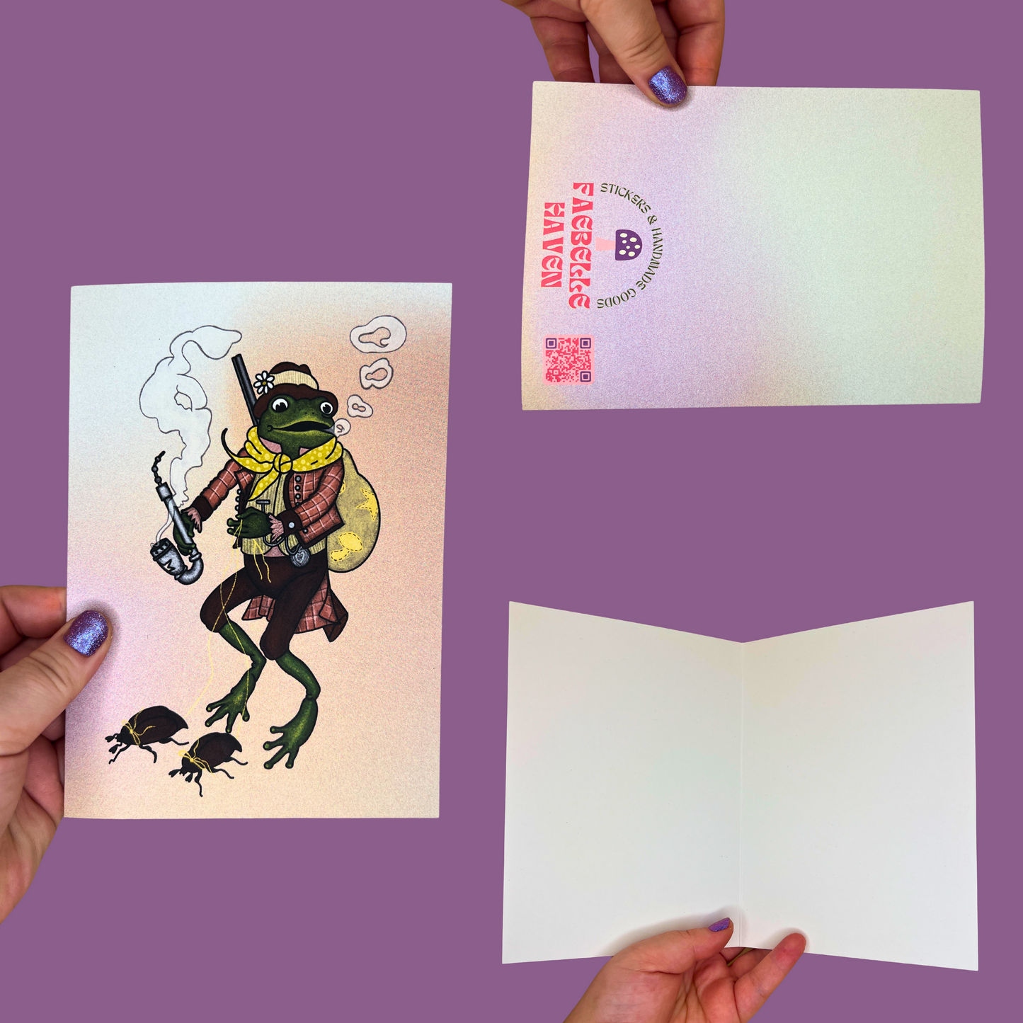 Whimsical Frog Blank Greeting Card