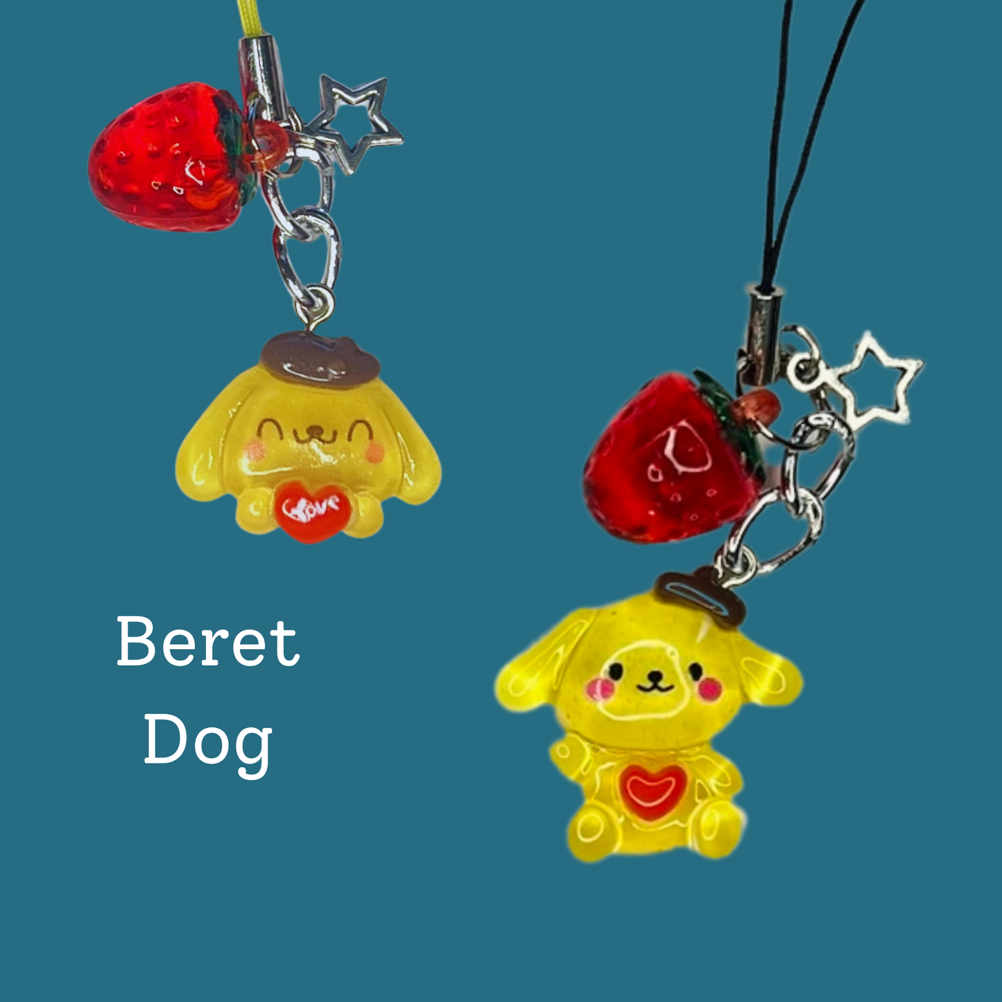 Kawaii Characters Strawberry Tech Charm | Cute Keychain Phone Bag Accessory