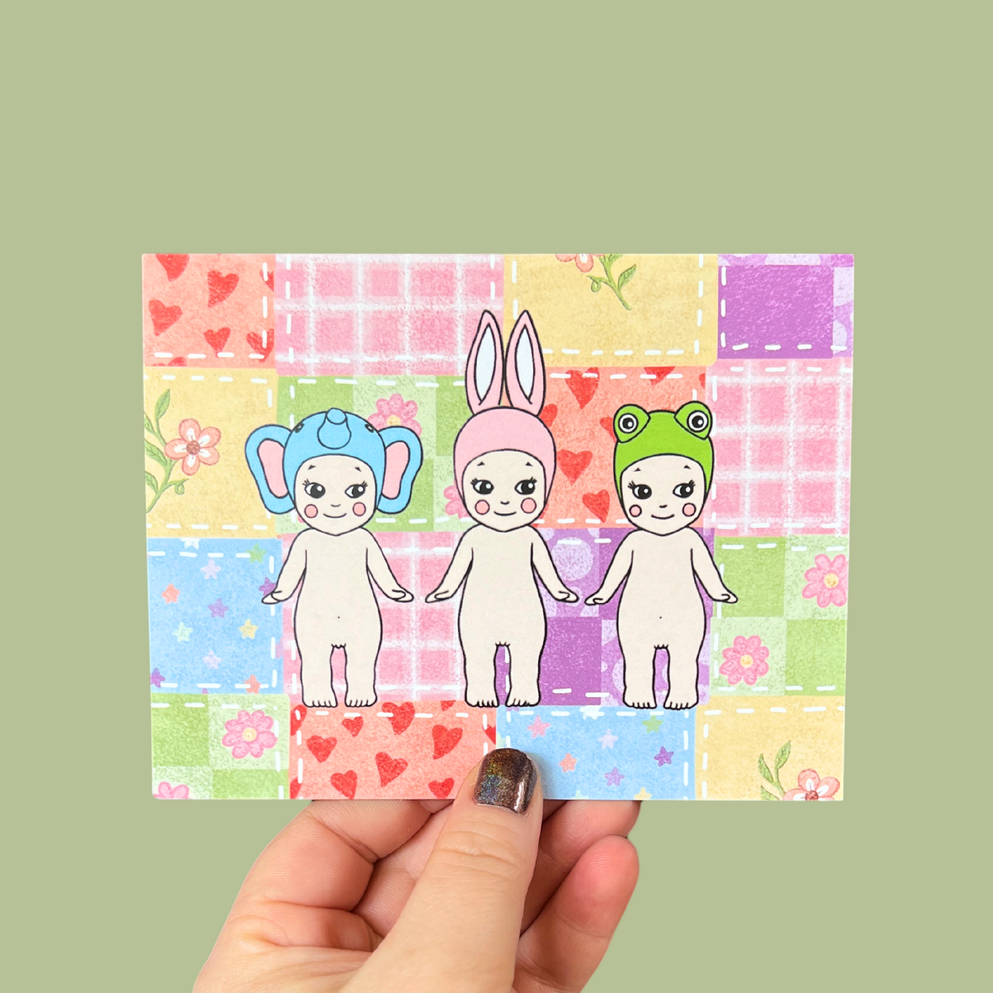 Quilt Kewpie Angel Postcard