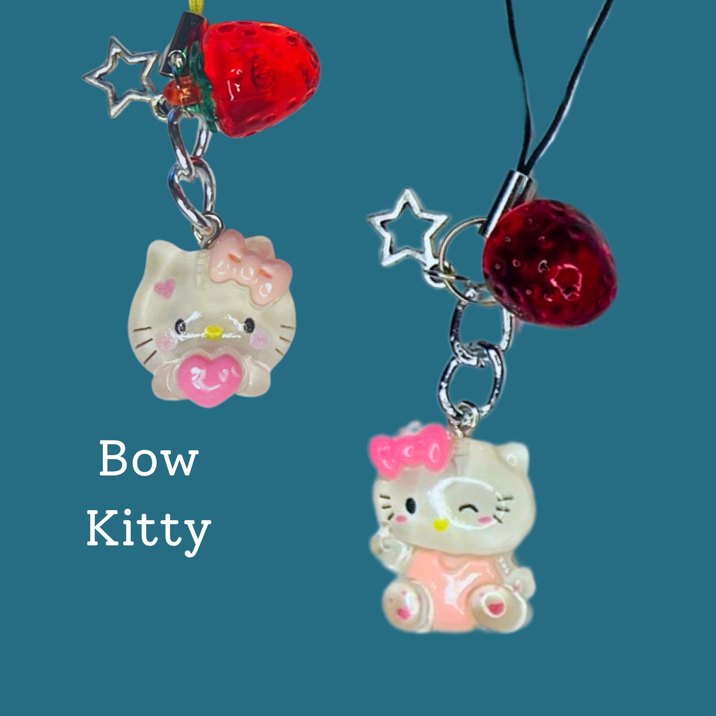 Kawaii Characters Strawberry Tech Charm | Cute Keychain Phone Bag Accessory