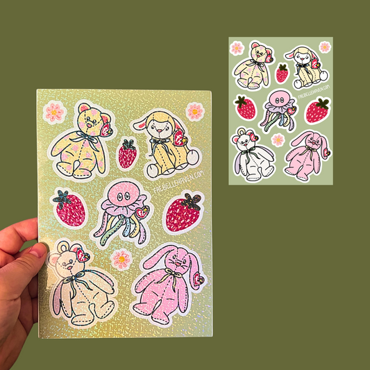 Strawberry Beanies Large Glitter Sticker Sheet