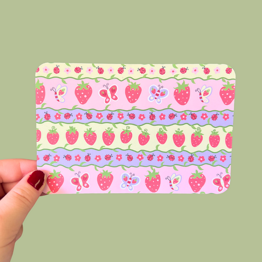 Garden Strawberry Rounded Postcard