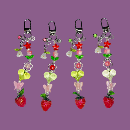 Strawberry Swirl Handmade Keychain