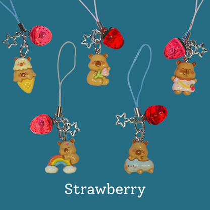 Capybara Tech Charm - Beaded & Strawberry