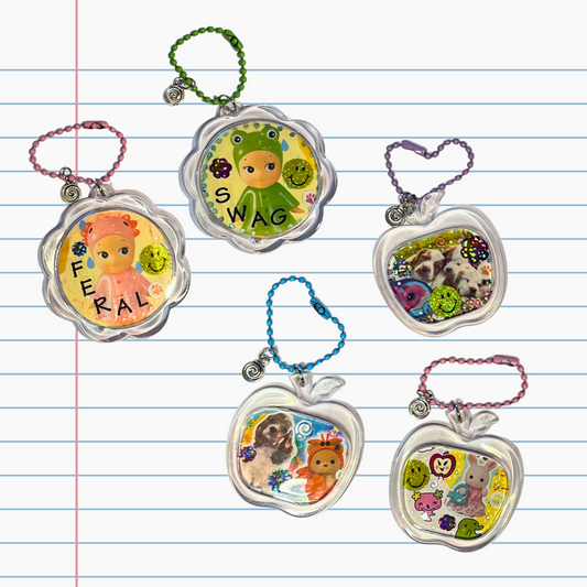 Mini Handmade Collage Scrapbook Keychains (One of a Kind)