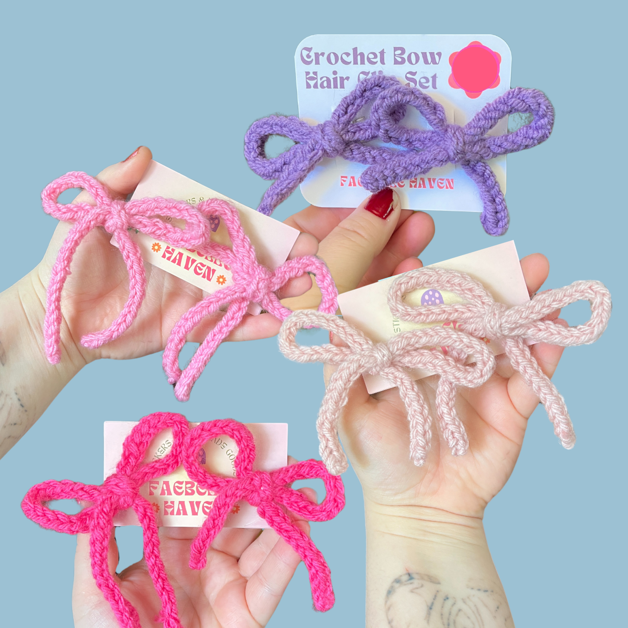 Crochet Bow Hair Clips