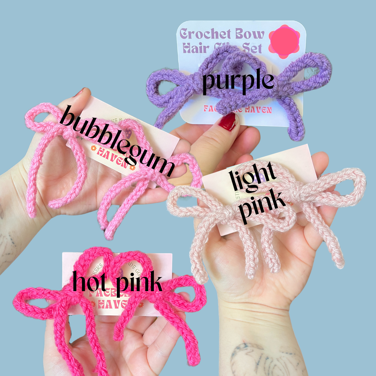 Crochet Bow Hair Clips