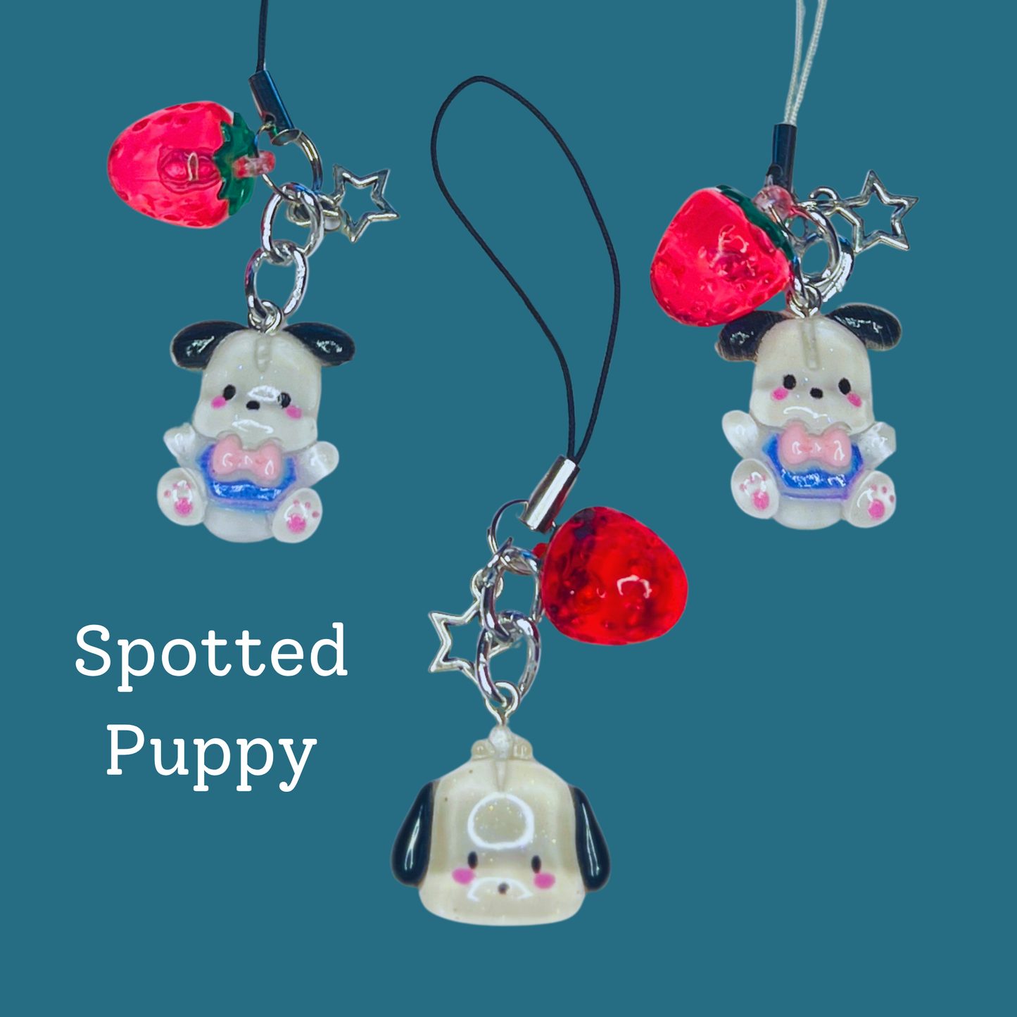 Kawaii Characters Strawberry Tech Charm | Cute Keychain Phone Bag Accessory