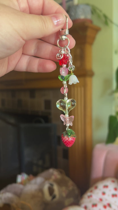 Strawberry Swirl Handmade Keychain