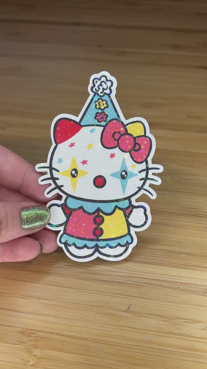 Kitty Clown Sparkle Sticker